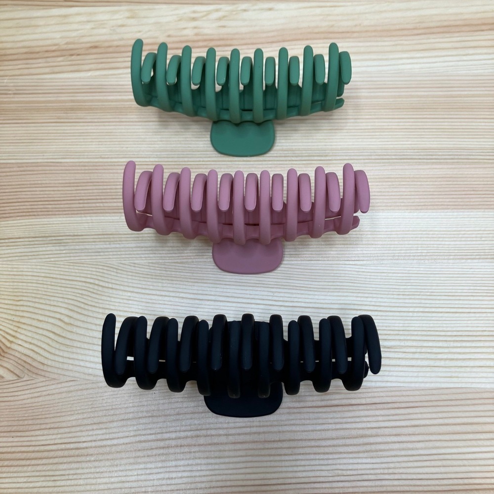 3pc Matte Large Claw Hair Clips Accessories Set Black Dusty Rose Pink Sage Green - Picture 6 of 16